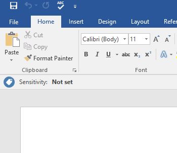 Word File option in menu bar