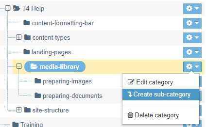 Adding a sub-category to a media library folder